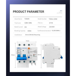 Integrated RCBO SPD 230V 16A Lightning Protection Residual Leakage MCB